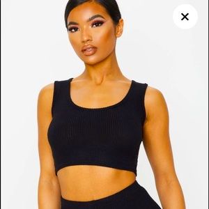 Black Ribbed Crop Top